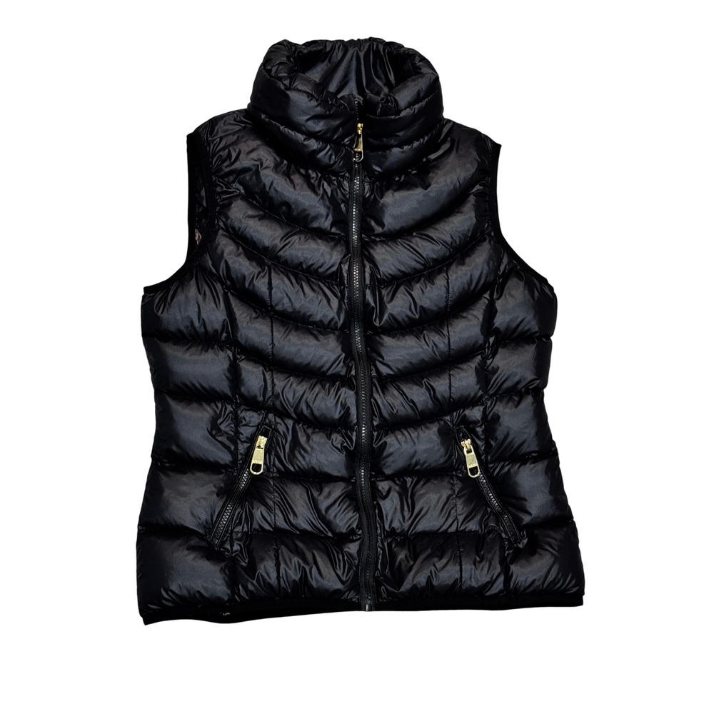 Calvin Klein Puffer Vest Women Large Black Excellent Packable Premium Down Lt Wt